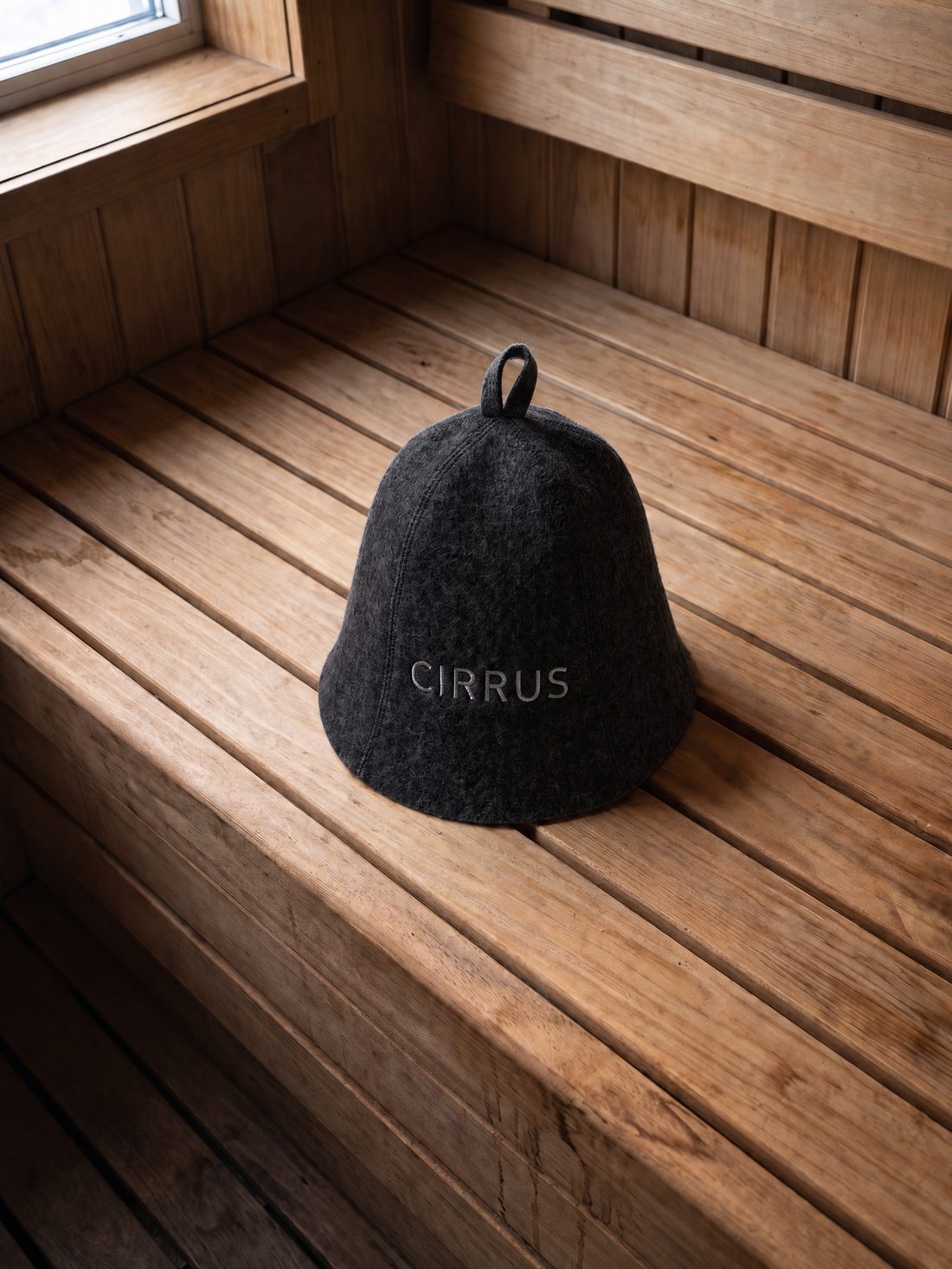Near-black wool sauna beanie